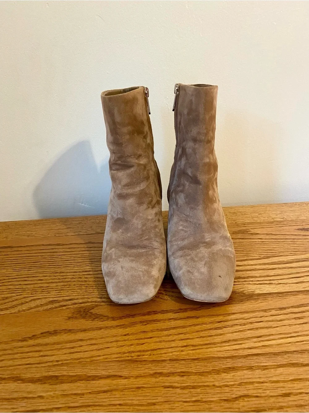 Sam Edelman Taupe tan CODIE 7 W Wide Suede Block Heel Booties soft chunk square